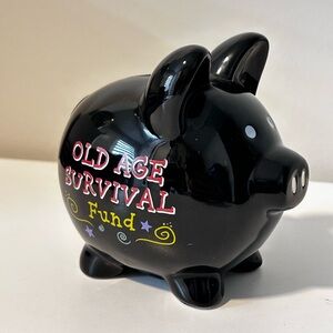 "Old Age Survival Fund" Ceramic 5" Piggy Bank